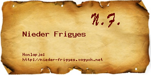 Nieder Frigyes névjegykártya